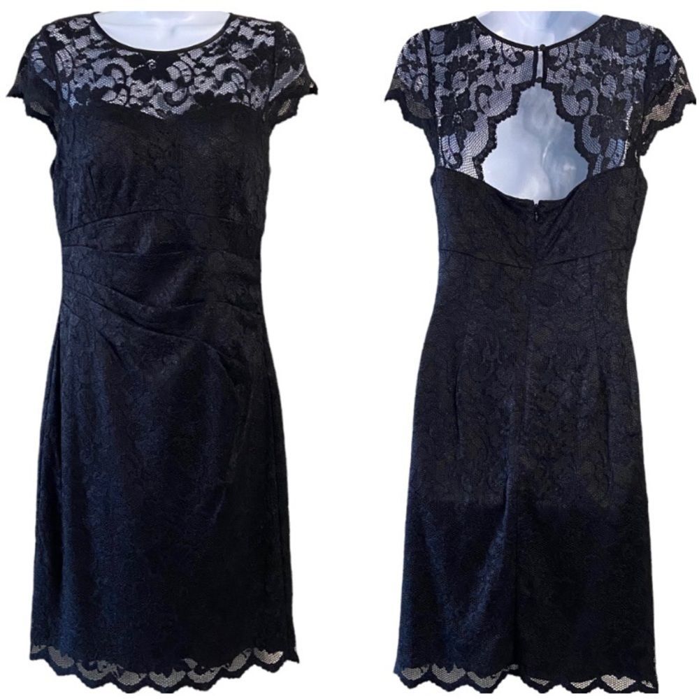 ELIZA J Lace Round Neck Cap Sleeve‎ Sheath Dress